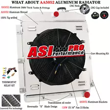 4 Row Aluminum Radiator+Shroud Fan for 1947-1954 Chevy 3100/3600/3800/3900 Truck