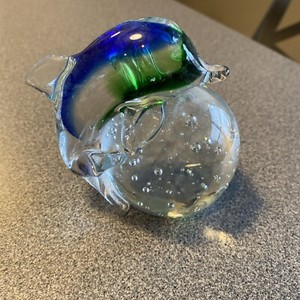 Hand Blown Glass Dolphin Paperweight ~ Perfect for the Dolphin Lover 🐬