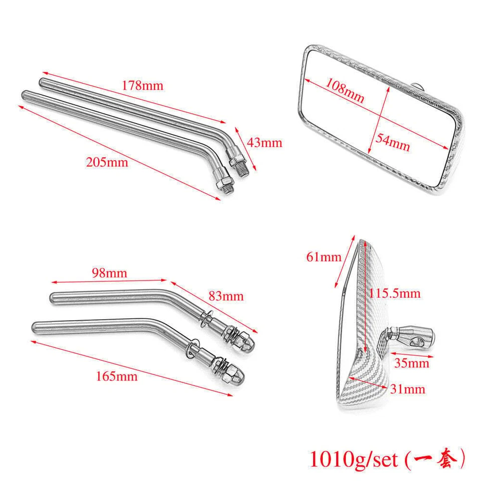Espejos retrovisores rectangulares para Honda Shadow ACE Spirit Phantom 750 VT750 1100 EE. UU. Foto 3 de 4