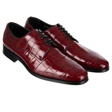 Dolce & Gabbana Crocodile Leather Derby Shoes Venezia Bordeaux Red