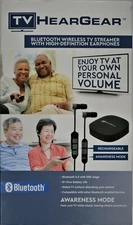 TV HEARGEAR BLUEOOTH WIRELESS TV STREAMER WITH HD EARPHONE iPHONE COMPATIBLE 