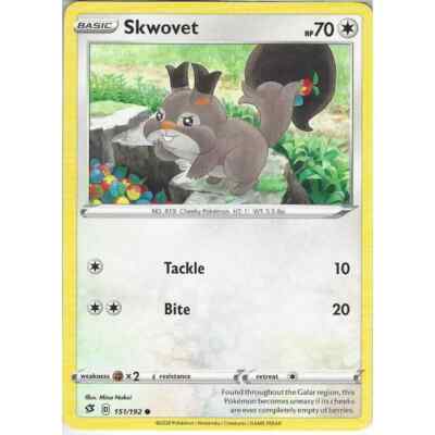 151/192 Skwovet | Common | Pokemon Sammelkartenspiel Schwert & Schild Rebel Clash