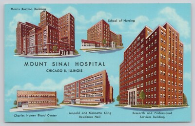 Chicago 8  Illinois Mount Sinai Hospital Nursing Research Blood  UNP Postcard d4