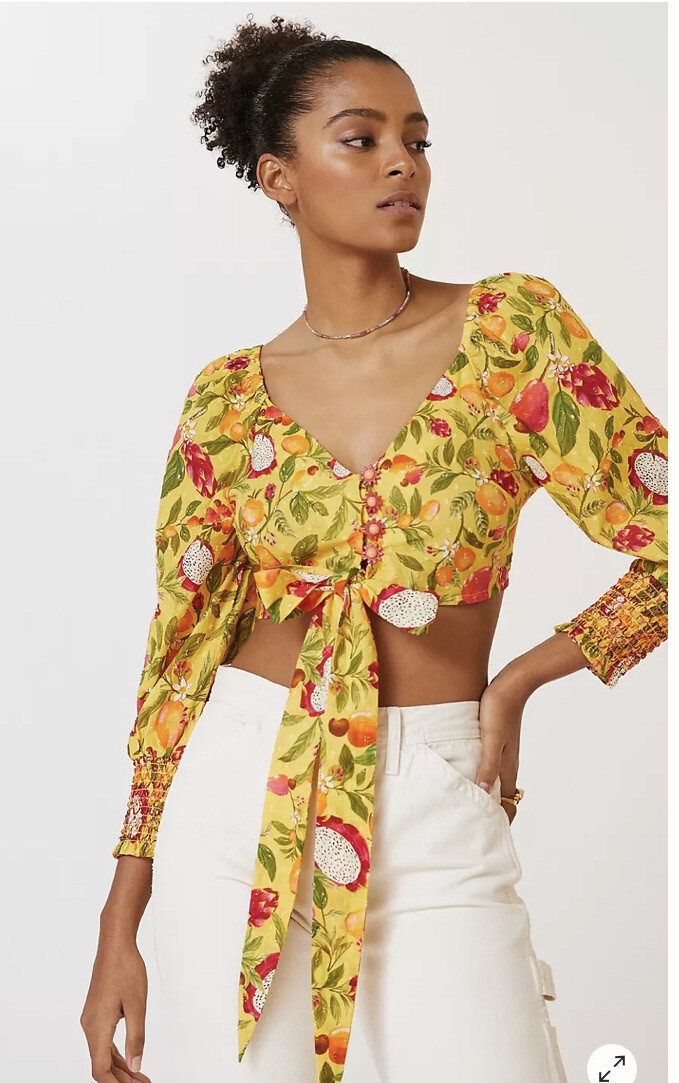 Organic Cotton Striped Tie Front Crop Top Forever 21 NWT Farm Rio