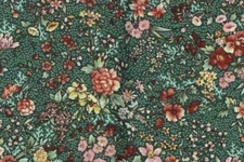 100% Cotton Fabric BTY 45"  Celadon Green Pink Blooming Rose  Country Floral