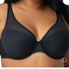 Curvy Couture Intimates Diamond Net Plunge Bra Black Style D1336 Sz 42C NWOT