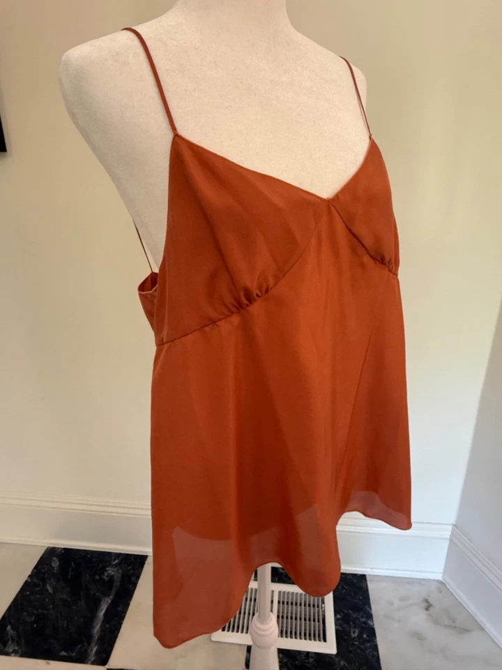 Camisola naranja con capas de seda para mujer talla 8 correas de espagueti Marc Jacobs Foto 3 de 4
