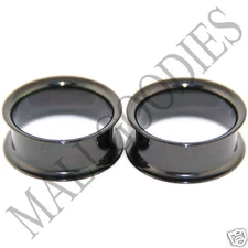 0233 Black Double Flare Flesh Tunnels Earlets Saddle Big Gauges 1-1/8 Plugs 28mm