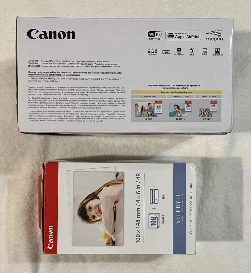 Canon SELPHY CP1500 Photo Printer + Canon KP-108IN Color Ink and Paper Set New - Image 2 of 3