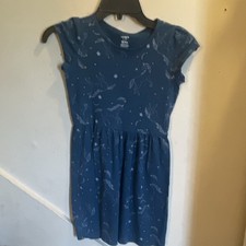 Cat Jack Girls Blue Unicorn Fit Flare Dress Size 7