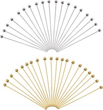 TOAOB 200pcs Ball Head Pins for Jewelry Making Brass 2 Gold/Silver