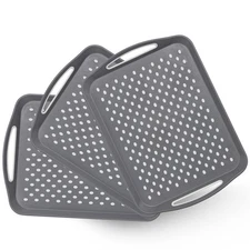 17.7" x 12.5" Anti-Slip Serving Trays with Handles, 3 Pcs X-Large Rectangular...