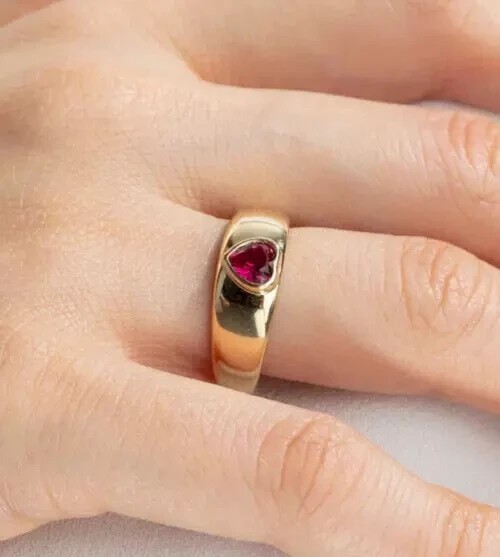 2.20Ct Heart Cut Simulated Pink Ruby Engagement Ring In 14K Yellow Gold Plated
