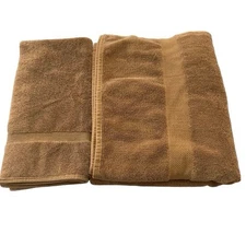 VINTAGE RALPH LAUREN Cotton Camel Beige 2 Piece Bath Hand Towel Set USA