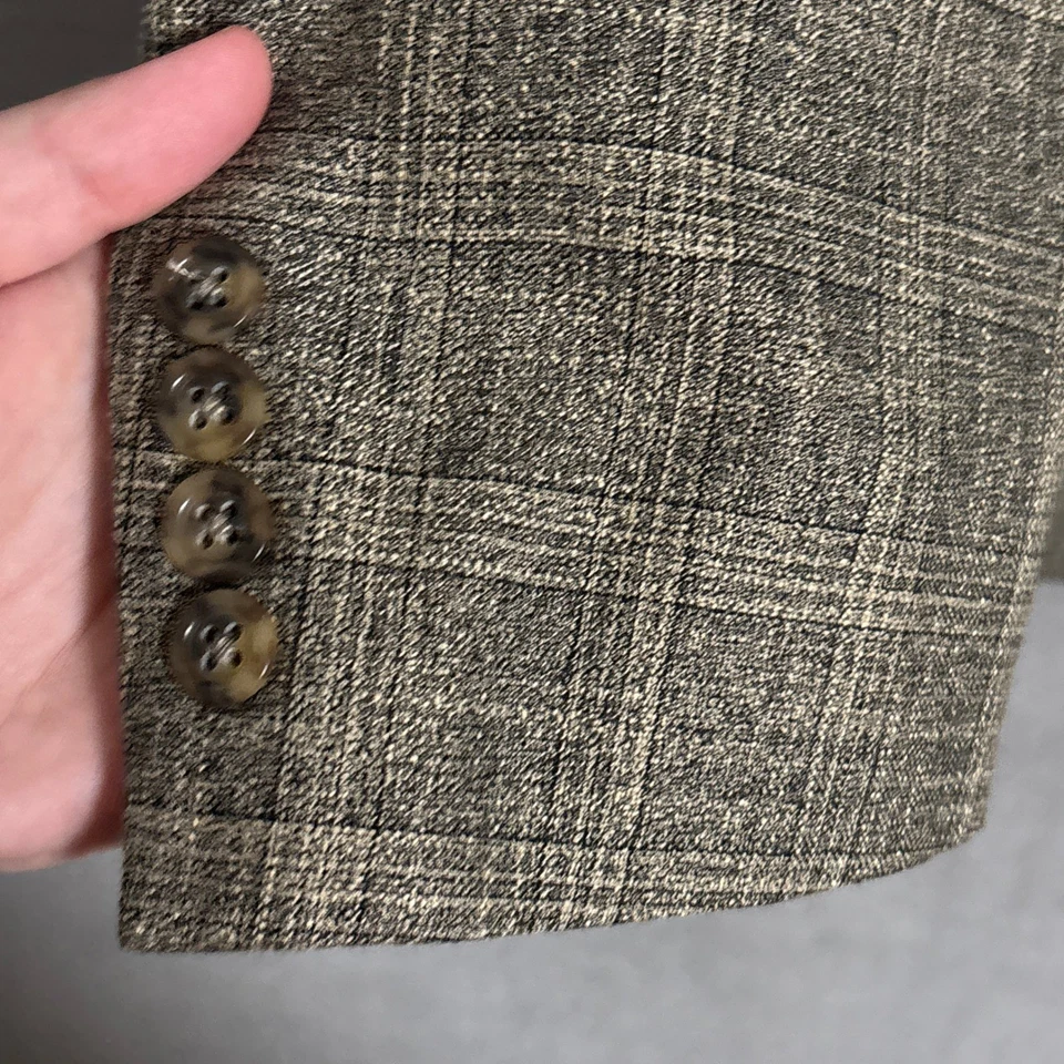 Abrigo Deportivo Jack Victor 40R Tostado Cuadros Bambú Italia Canadá Blazer Chaqueta Clásica Foto 4 de 4
