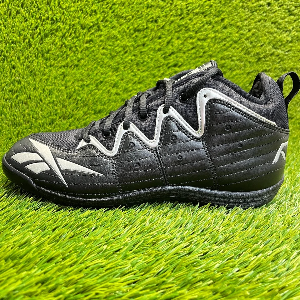 Reebok Equipment NFL Mens Size 7.5 Black Silver Running Outdoor Football Cleats - Image 3 of 4