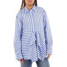 JW Anderson Peplum Drape Striped Shirt