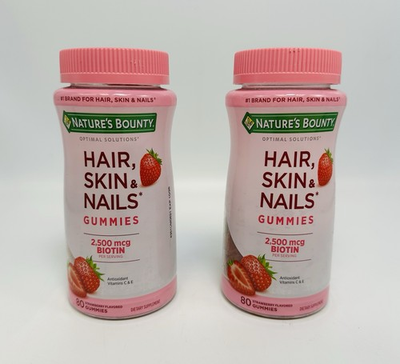 #ad #ad 2 Pack Nature#x27;s Bounty Hair Skin amp; Nails Gummies 80 Ct Strawberry 10 26 $13.49