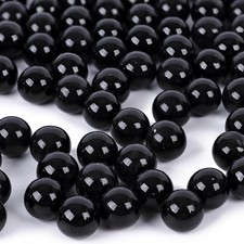 1LB Glass Marbles Bulk, Marbles for Vases 0.63 Inch Vase Fillers Black Glass Bea