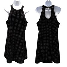 Candies Black Velvet Studded Mini Dress Retro Holiday Party Glam Y2K Goth Sz XL