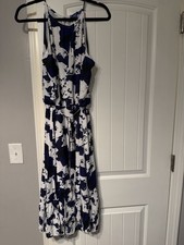 Simply Vera Wang Dress Sz Xl Blue / White Floral Spaghetti Strap