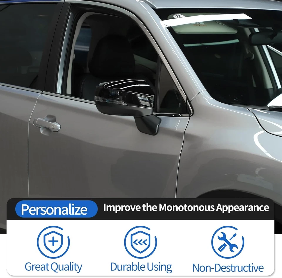 Door Rear View Mirror Cover Compatible with Vehicle 2019+/Outback- Bright Black - Image 4 of 4