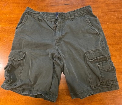 Men's Route 66 Cargo Shorts Olive Green Nylon Blend Hiking Outdoor Size 36
