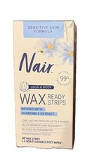 Nair Sensitive Hair Remover Wax Strips For Legs And Body 40 Count Box
