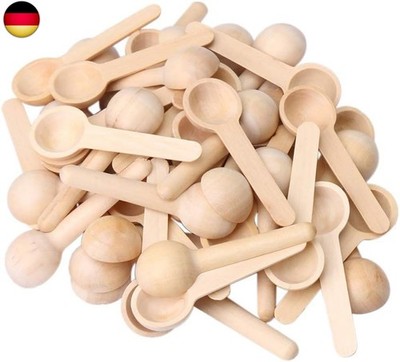 BQLZR kleine runde Küchenlöffel aus Holz für Salz, Gewürze, Honig, Kaffee, 7,5 x