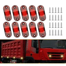 10pcs Red LED 12V Side Marker Lights Truck Trailer Clearance Bulb Waterproof