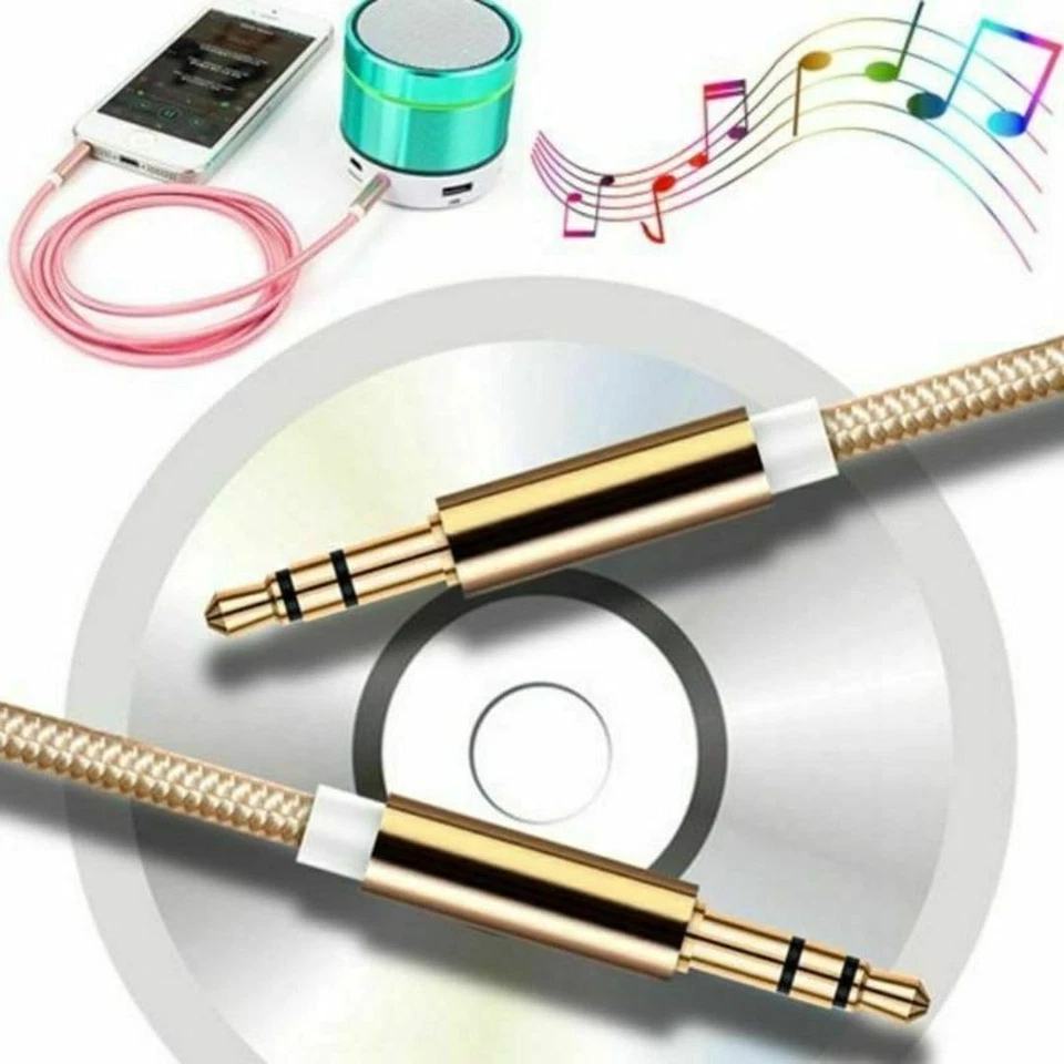 Aux Cable Jack To Jack 3.5 mm Audio Lead Male Stereo 1m Car PC Phone Plug - Image 3 of 4