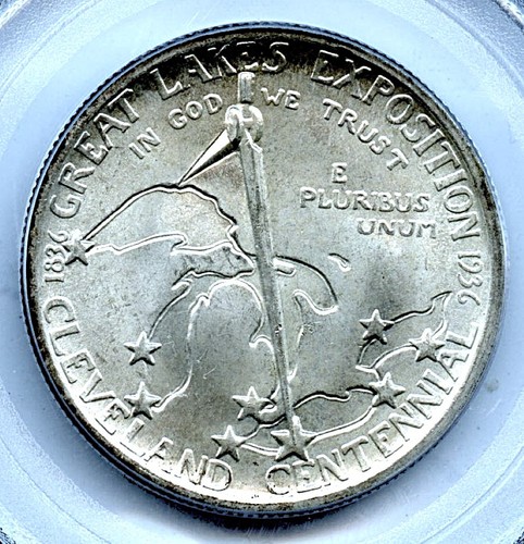 1936 Cleveland Silver Commemorative, PCGS MS65 - Picture 2 of 3