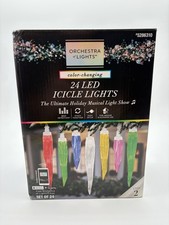 Gemmy Orchestra of Lights 24 LED Icicle Lights Color Changing Musical Lightshow