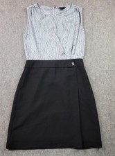 Banana Republic Dress Womens 2 Grey Print Black Colorblock Sheath Sleeveless