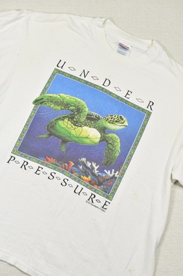 #ad Vintage 1993 Human i Tees Under Pressure Sea Turtle T Shirt XL White 90s Vintage $29.99