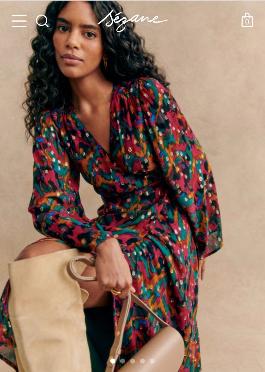 sezane long sleeve dress Szane Armonie dress in floral abstract ~ size 40, NWOT!