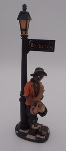 Vintage 80’s New Orleans Mardi Gras Jazz Figurine Bourbon St Orange Black RARE