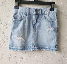 Blue Jean Skirt Girls 5 Denim Light Distressed Adjustable Waist Childrens Place