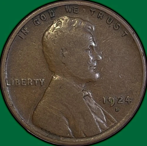 1924-D Lincoln Wheat Cent Fine F Coin #36155