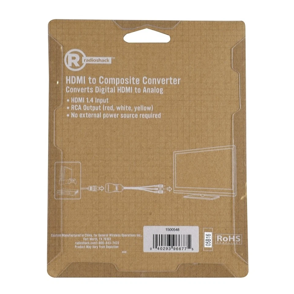 HDMI to Composite AV Converter Adapter for TV, DVD, VCR, Gaming Consoles - Image 3 of 3