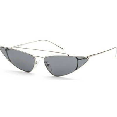 Prada SPR 63U Silver Metal Frame Dark Gray Lens Fashion Cat Eye Sunglasses RARE