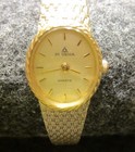 DUGENA Vintage Armbanduhr, Damenuhr Quartz Edelstahl-vergoldet