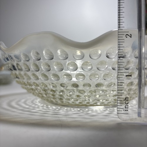 Vintage Fenton Moonstone White Hobnail MCM Glass Bowl 9" Serving Dish - Picture 5 of 6