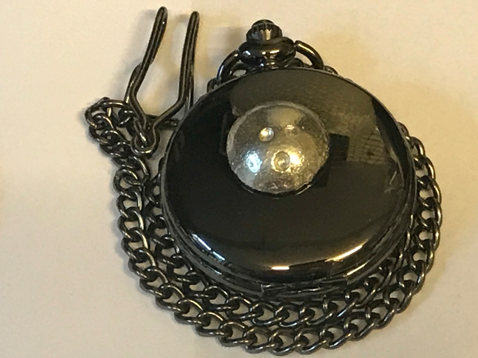 Bowling Ball TG251 Pewter on a Black Pocket Watch Quartz fob