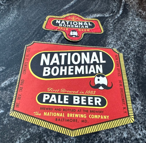IRTP NATIONAL BOHEMIAN BEER 12 OZ BOTTLE & NECK LABEL NATIONAL BRG BALTIMORE MD