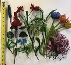 50 Vintage Hand French Seed Bead Flower Leaf Stems Incomplete Craft Repair Lot