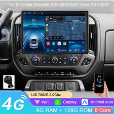 For 2014-2018 Chevrolet Silverado GMC Sierra 8+128G CarPlay Car Stereo Radio GPS