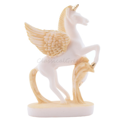 Statue Pegasus mythisches geflügeltes Pferd 5,9 Zoll - 15 cm Marmorguss griec...