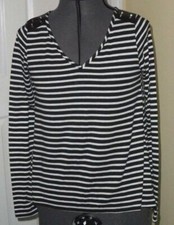 *SCOBE KNIT TOP SHIRT SIZE M STRETCH BLACK WHITE STRIPE MADE IN USA NWT