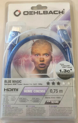 Oehlbach! Blue Magic 0,75m (92440) HDMI/HDMI High Speed HDMI Kabel Version1.3c##